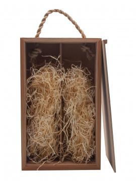 Wooden Box with Sliding Lid for 2 bottle, beech фото