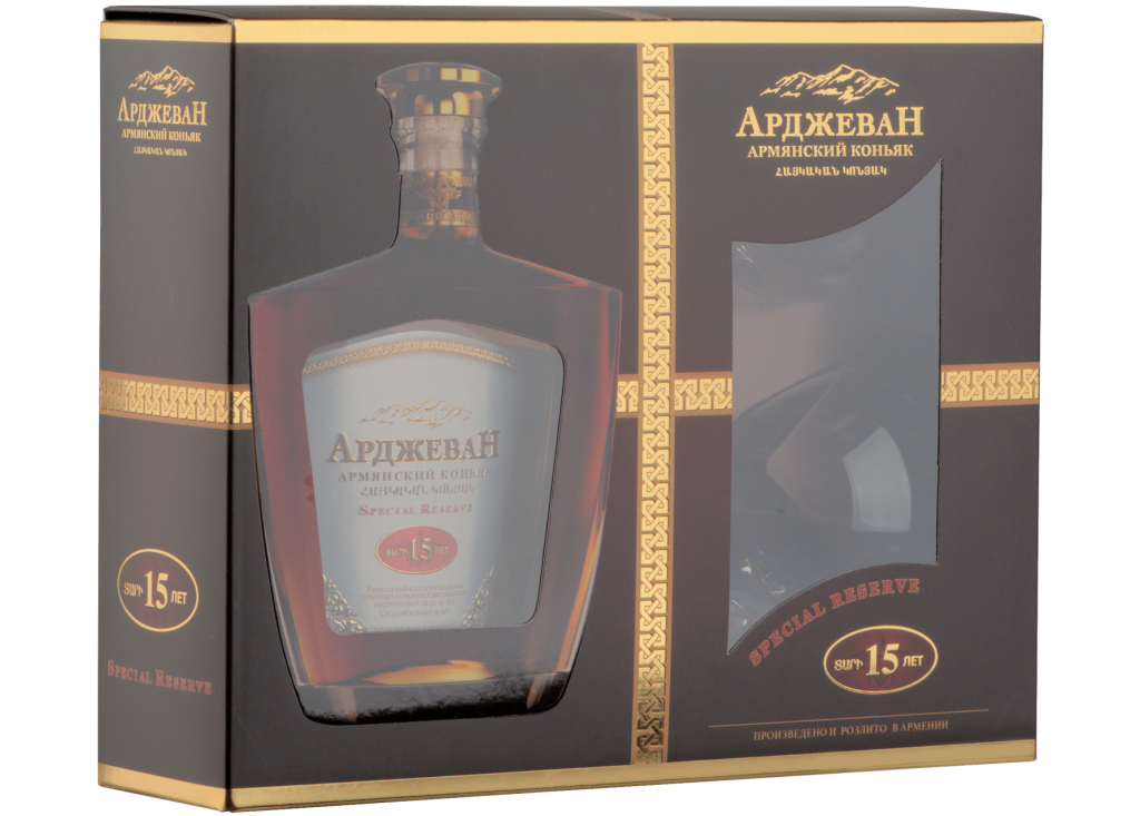 Коньяк Арджеван 15 лет 2 бокала фото